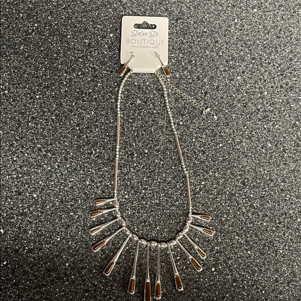 Silver and Brown Necklace by